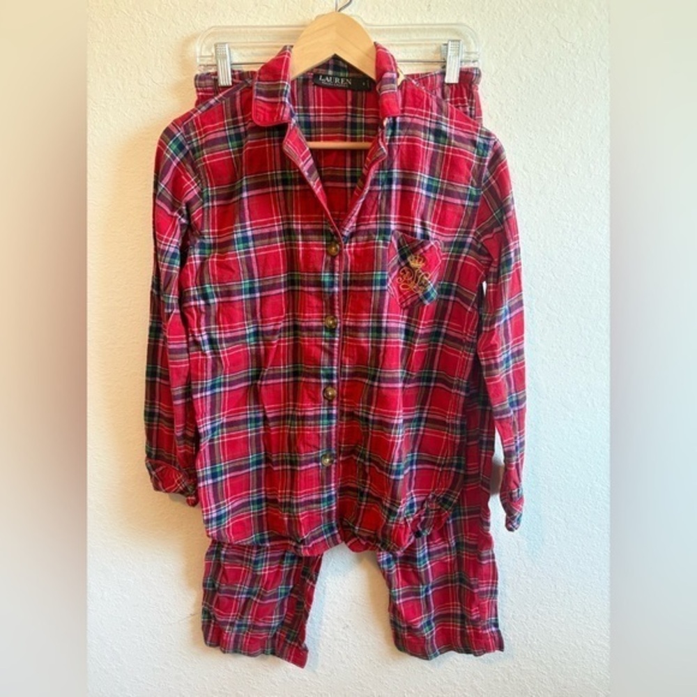 Ralph Lauren Red Green Plaid Flannel Pajama Set Size Small